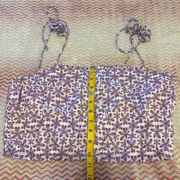 Aerie Purple and White Floral Pattern Tie Strap Tank Top - Size Large - Picture 4 of 9